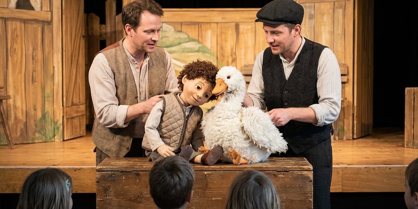 AI-generated image: Puppet show “Christmas Goose Auguste” — Theater der kleinen Form