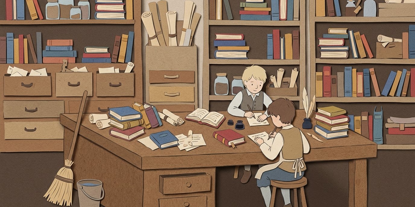 Illustration: Theaterstück „Der Wurm im Bücherschatz“ — Theater Morgenstern