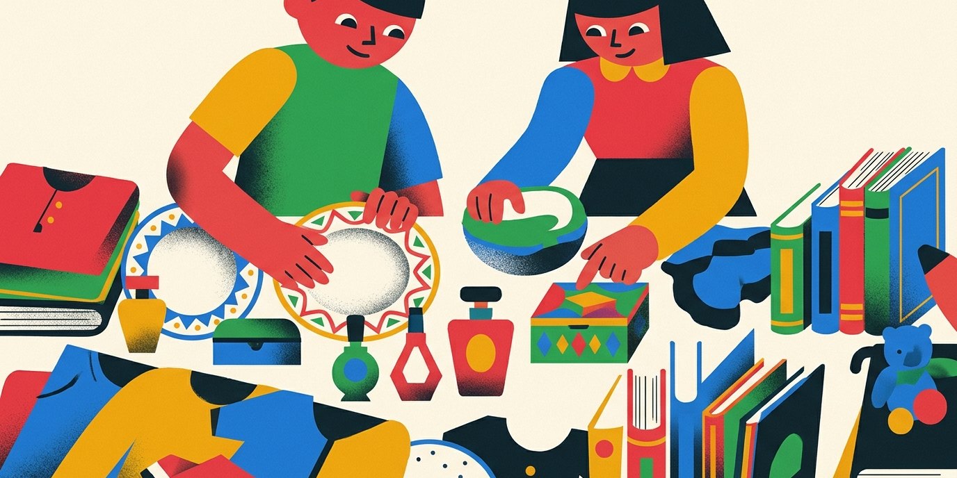 Illustration: Flea market — Nachbarschaftszentrum Paul-Schneider-Haus