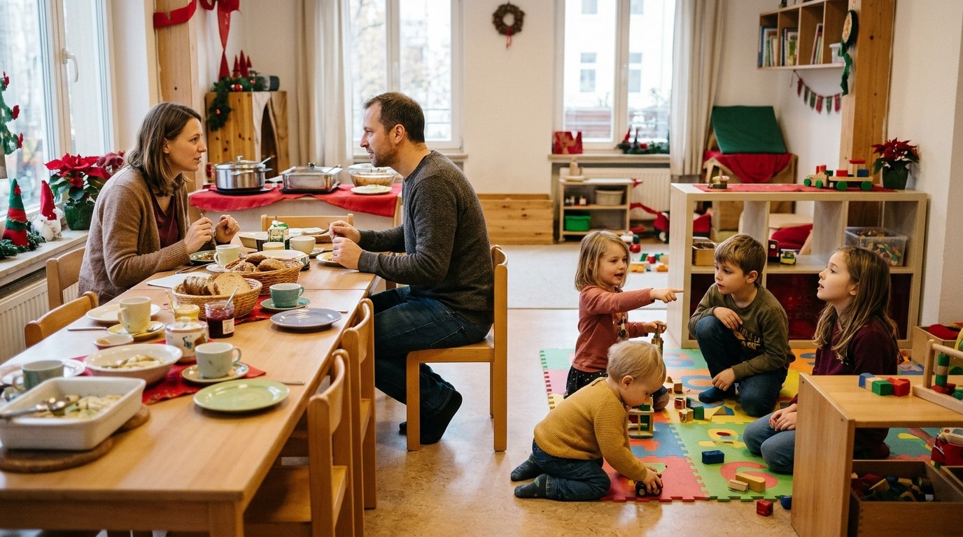 Изображение, созданное ИИ: Семейный завтрак в складчину (Рождество) — Familienzentrum Kastanienallee