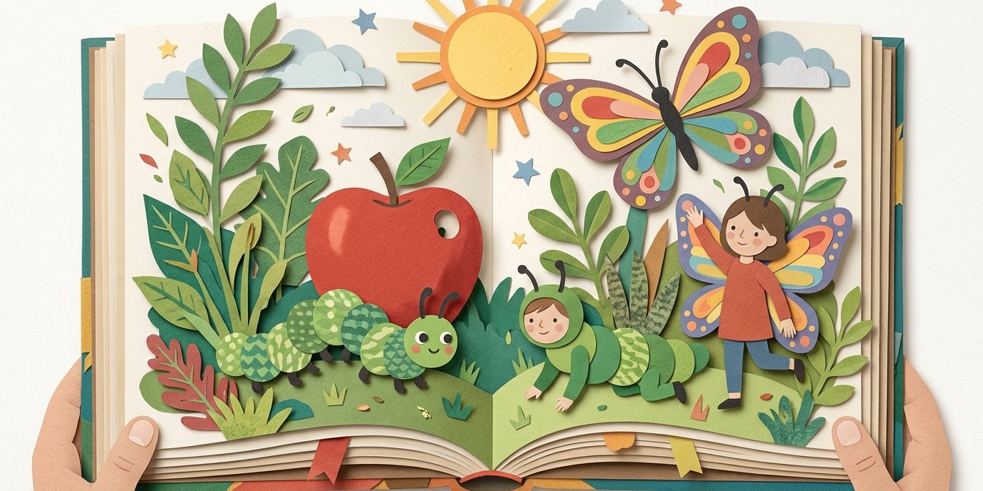 Illustration: Lesung auf Deutsch und Jiddisch „Die kleine Raupe Nimmersatt“ — Bibliothek am Wasserturm