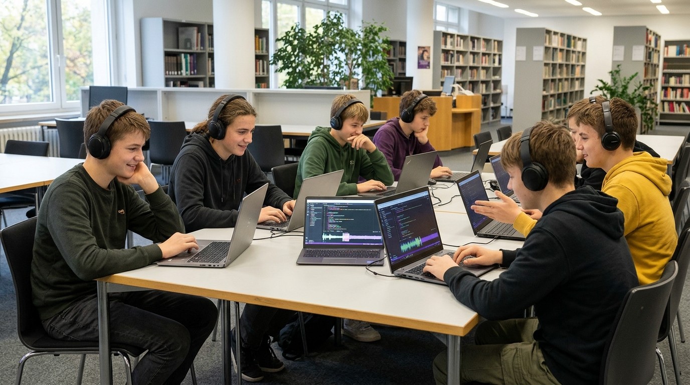 AI-generated image: Coding music with Strudel (day 2) — Amerika-Gedenkbibliothek