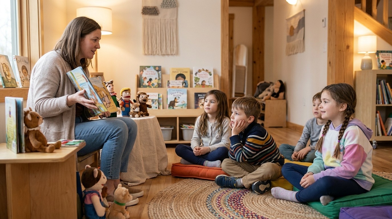AI-generated image: Reading evening “The Moon Has Risen” — LesArt Berliner Zentrum für Kinder- und Jugendliteratur