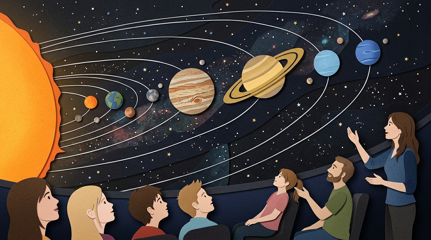 Illustration: Live-360°-Show „Von Merkur bis Neptun“ — URANIA - Planetarium