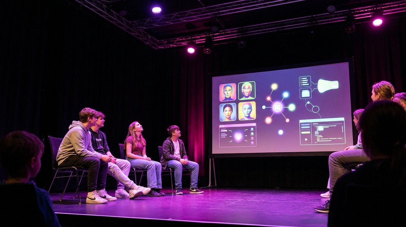 AI-generated image: Interactive AI game “Love Work Machine” — Theater an der Parkaue