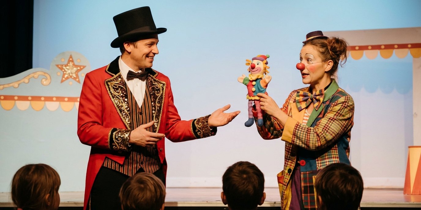 AI-generated image: Puppet show “Circus Schardam” — Theater der kleinen Form