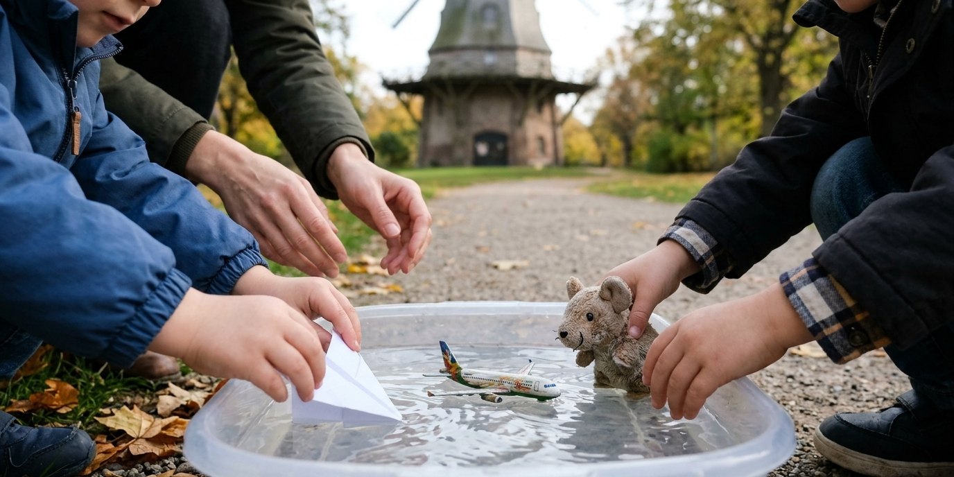 KI-generiertes Bild: Workshop „Nanu, warum schwimmt das?“ — Deutsches Technikmuseum