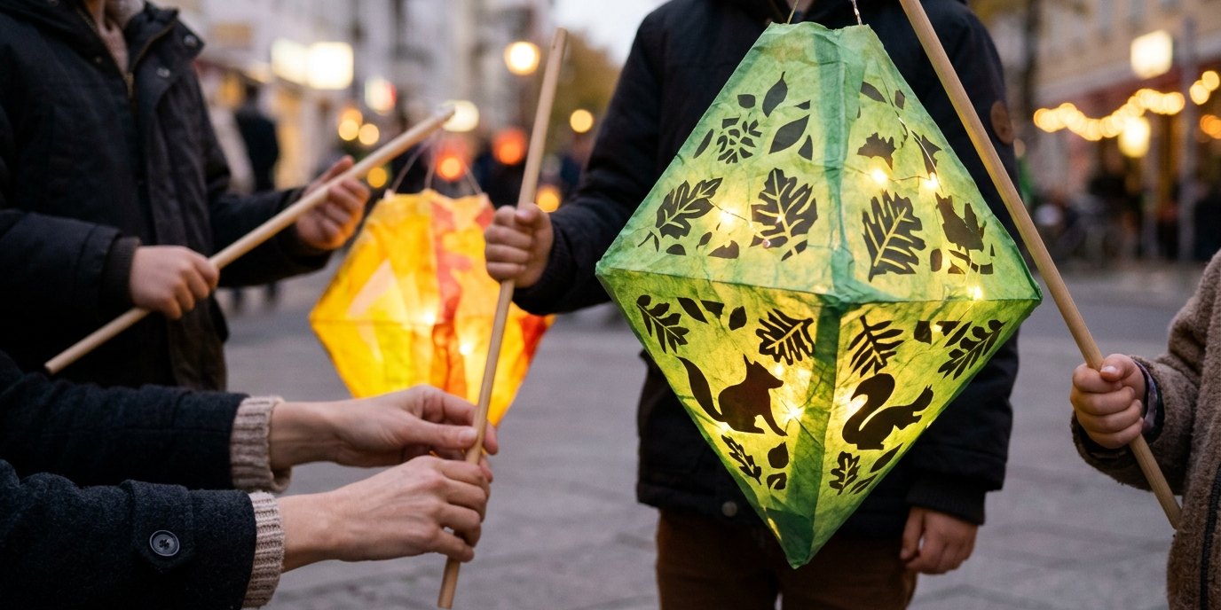 AI-generated image: Lantern parade — Heinrich-Böll-Bibliothek