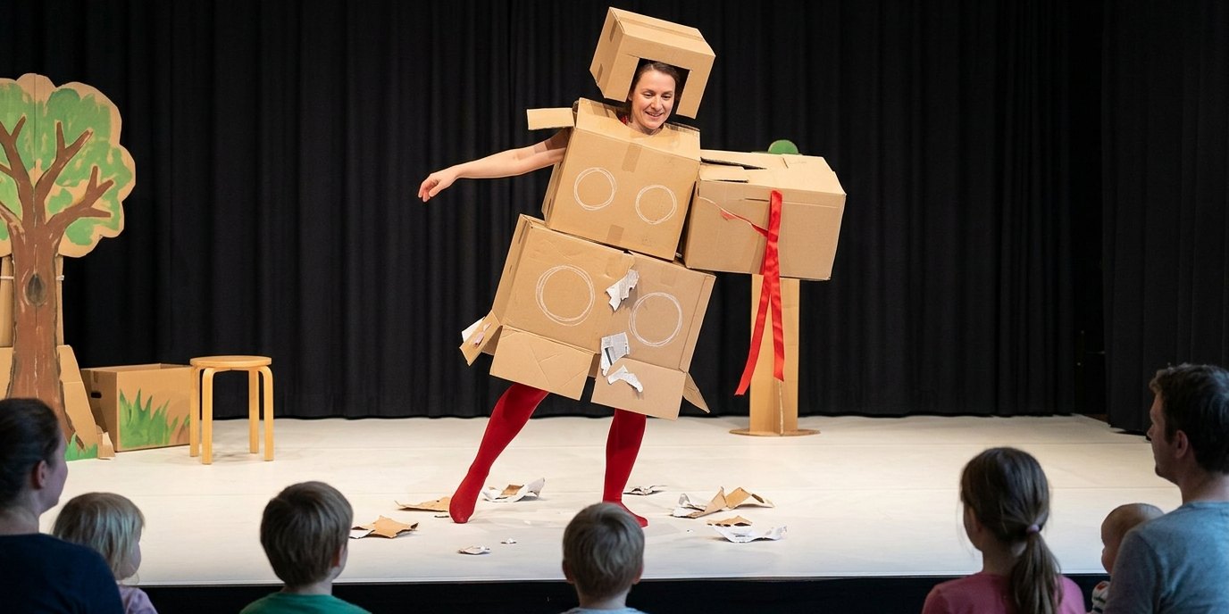 AI-generated image: Object theatre “Pappelapapp” — Figurentheater Grashüpfer