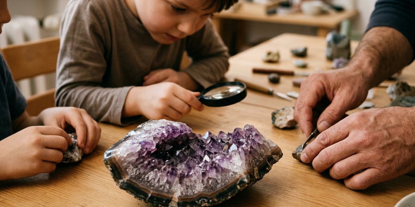 AI-generated image: Workshop “Rocks & Crystals” — Alte Apotheke (Zukunftswerkstatt Heinersdorf)