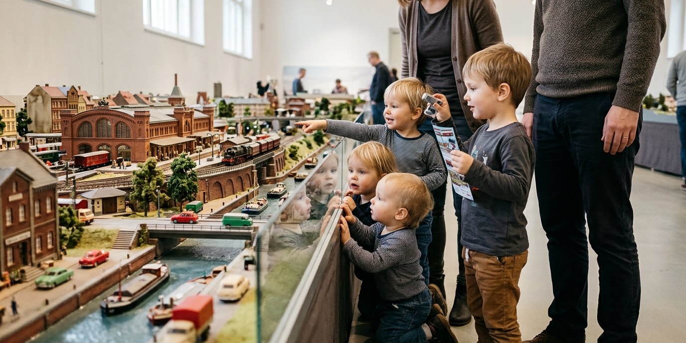 AI-generated image: Model railway show “Little Train, Big Fun!” — Deutsches Technikmuseum