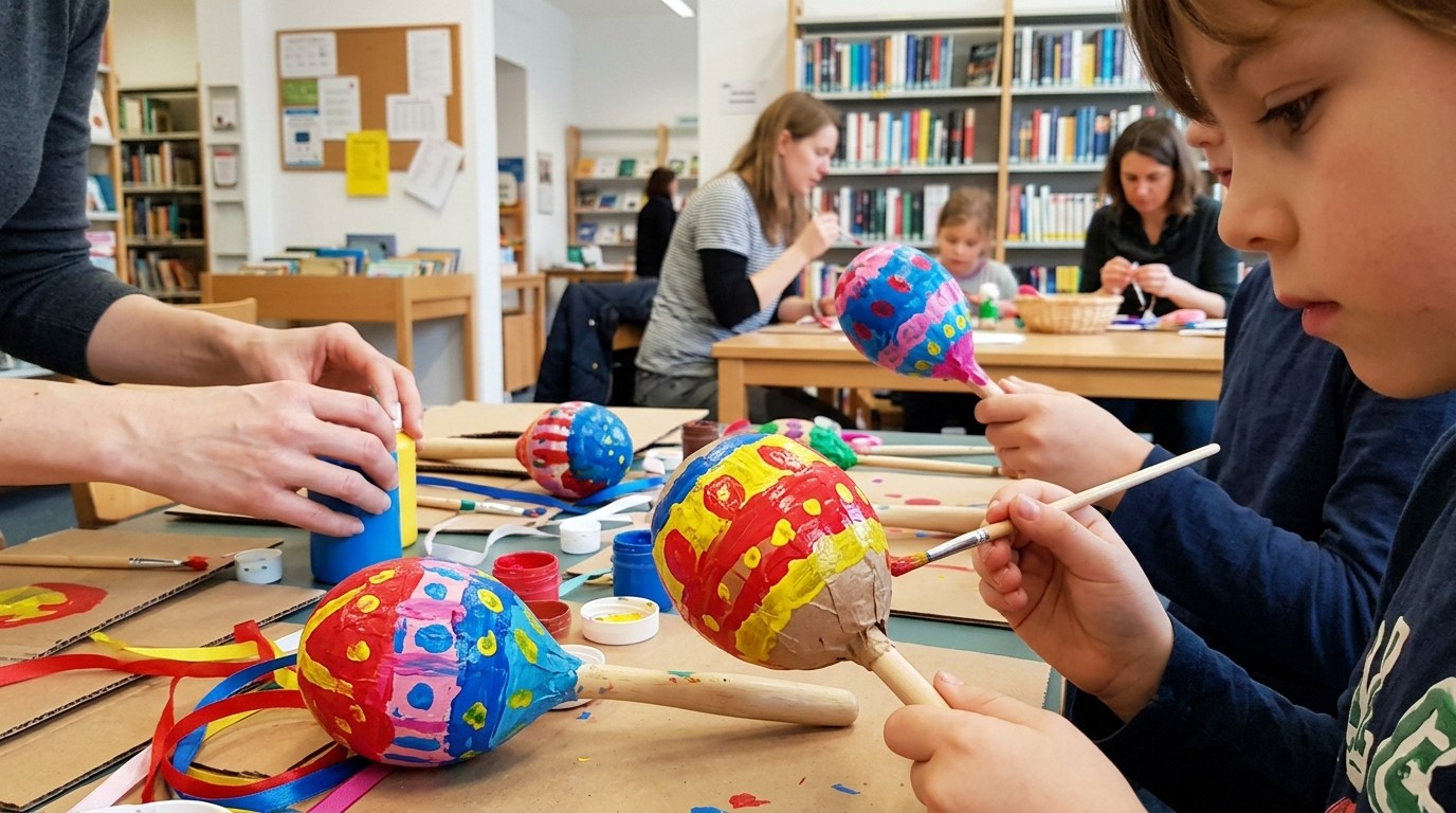 AI-generated image: Workshop series “Around the World with All Senses” — Manfred-Bofinger-Bibliothek im Gerard Philipe