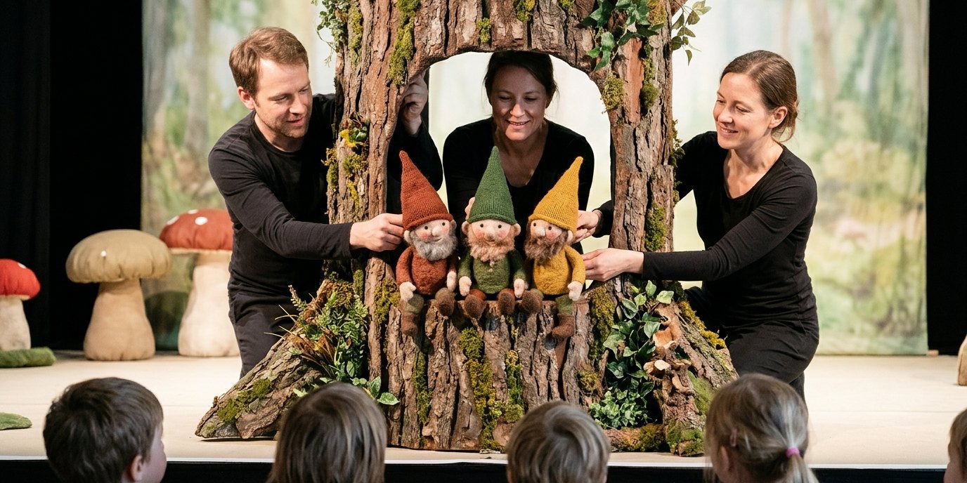 KI-generiertes Bild: Theaterstück „Wundersame Wichtelwelt“ — Theater Jaro