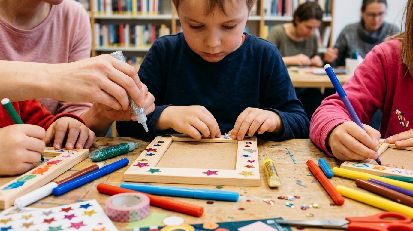 KI-generiertes Bild: Bastelworkshop: 3D-Bilderrahmen — Anton-Saefkow-Bibliothek