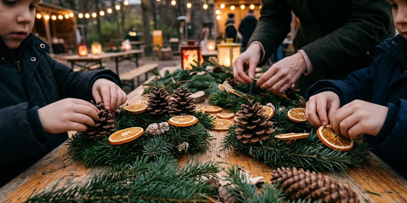 AI-generated image: Christmas market & wreath workshop — Naturschutzzentrum Ökowerk