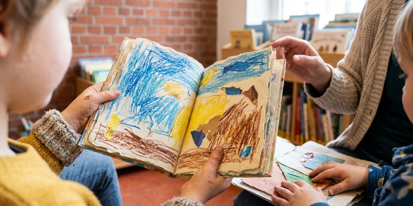 Изображение, созданное ИИ: Чтение вслух на испанском — Philipp-Schaeffer-Bibliothek