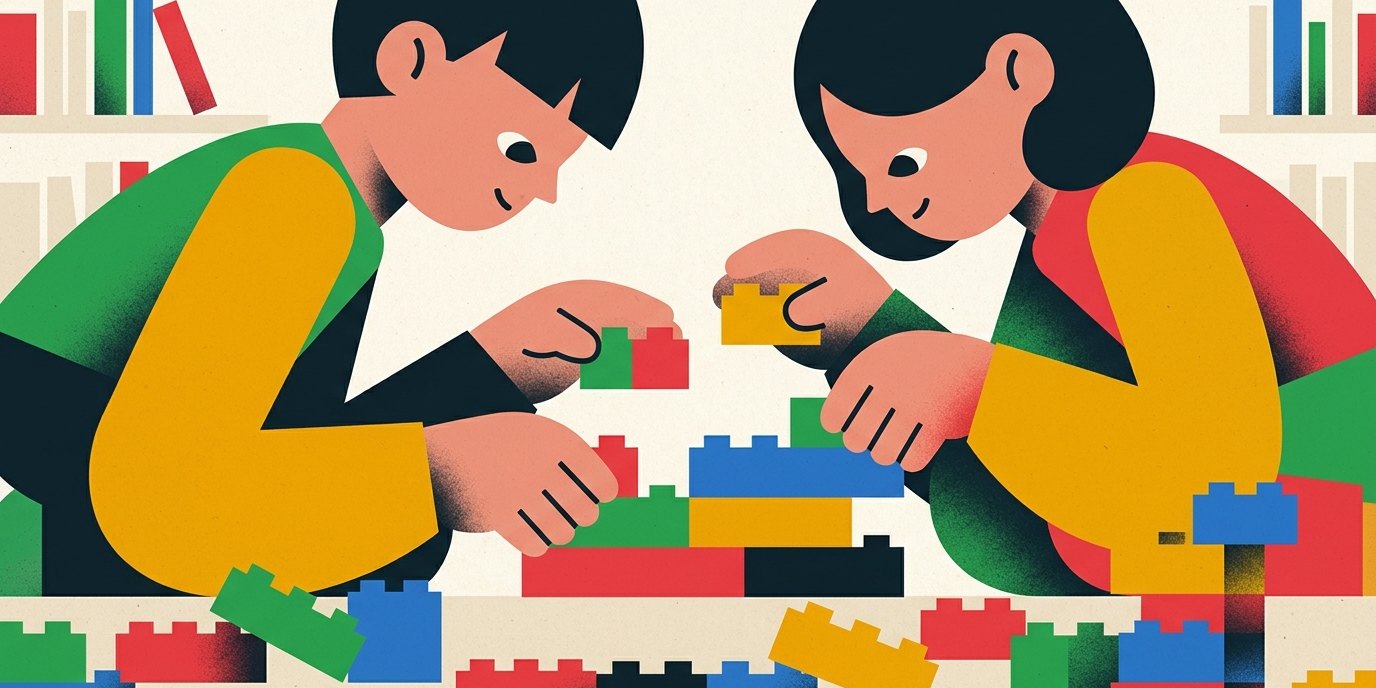Illustration: LEGO building afternoon — Stadtteilbibliothek Buch