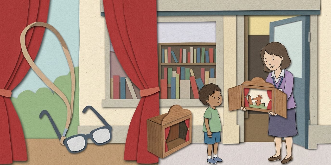 Illustration: Kamishibai storytelling — Bibliothek Schöneberg "Theodor-Heuss-Bibliothek"