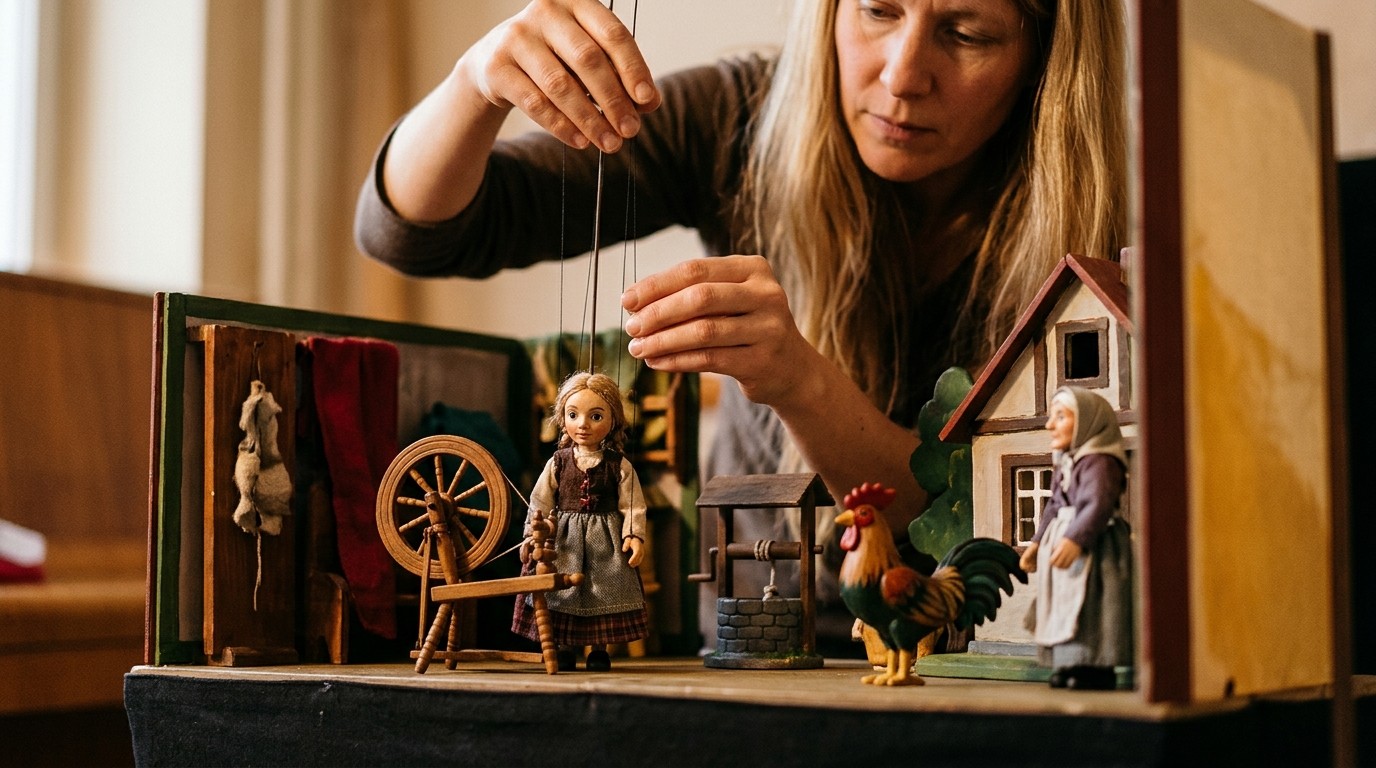 KI-generiertes Bild: Theaterstück „Frau Holle“ — Fido Bergmannkiez
