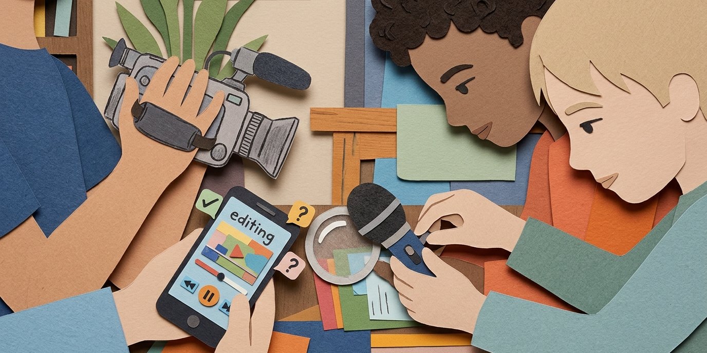 Illustration: Video workshop “Faktenchecker” — Jugendkunstschule Marzahn-Hellersdorf – Ferienangebote in der JFE FAIR