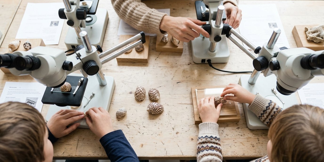 AI-generated image: Open studio in microscope centre — Museum für Naturkunde Berlin
