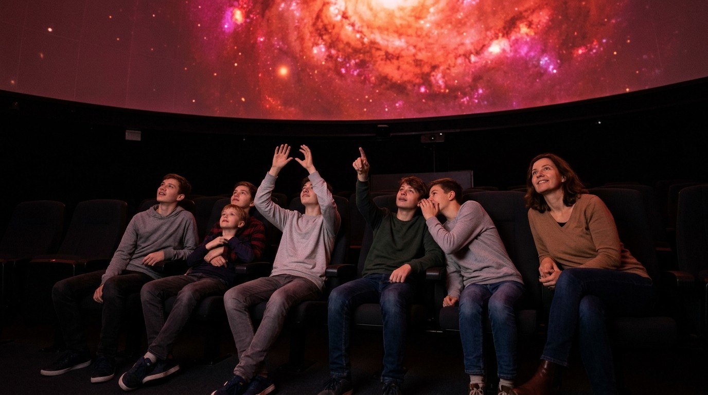 AI-generated image: Planetarium show “Encounters in the Milky Way” — Zeiss-Großplanetarium