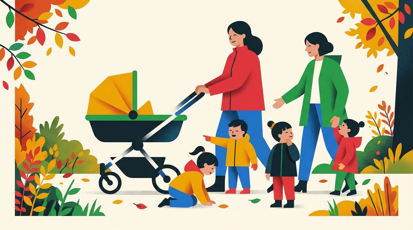 Illustration: Walk with baby — Familienzentrum Nahariyastraße