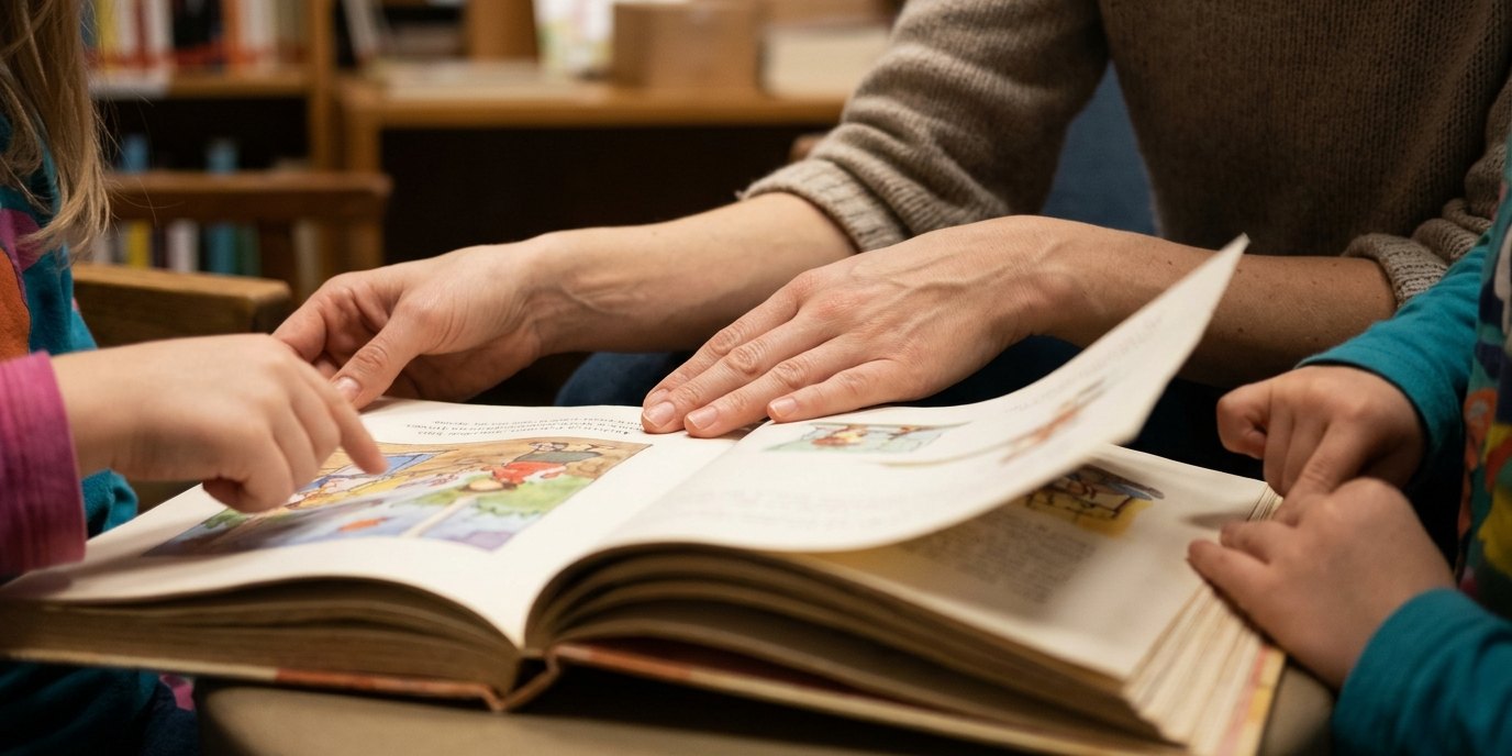 AI-generated image: Storytime with Lesewelt — Anna-Seghers-Bibliothek