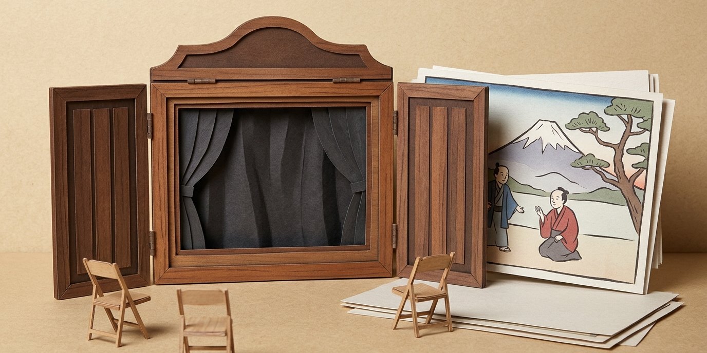 Illustration: Kamishibai storytelling — Egon-Erwin-Kisch-Bibliothek