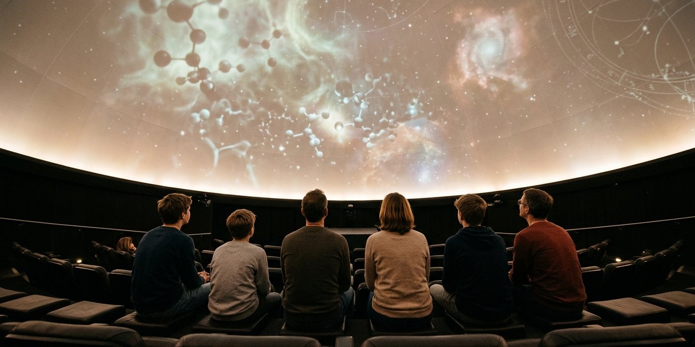 AI-generated image: Film screening “The Chemistry of Life” — Zeiss-Großplanetarium