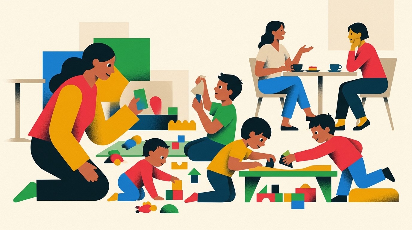 Illustration: Family café “Raum & Zeit” — Familienzentrum Familienzentrum proNobis