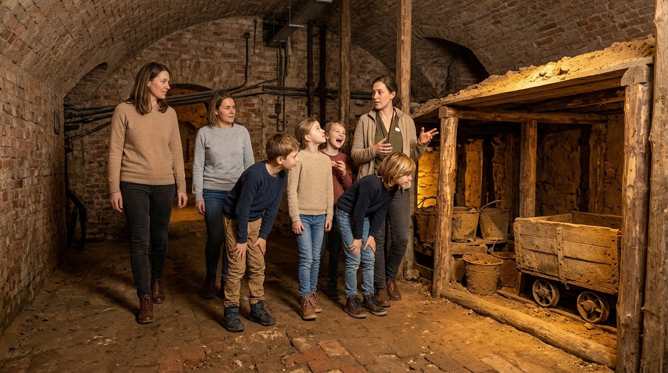 KI-generiertes Bild: Führung „Unterirdisch in die Freiheit“ — Berliner Unterwelten-Museum