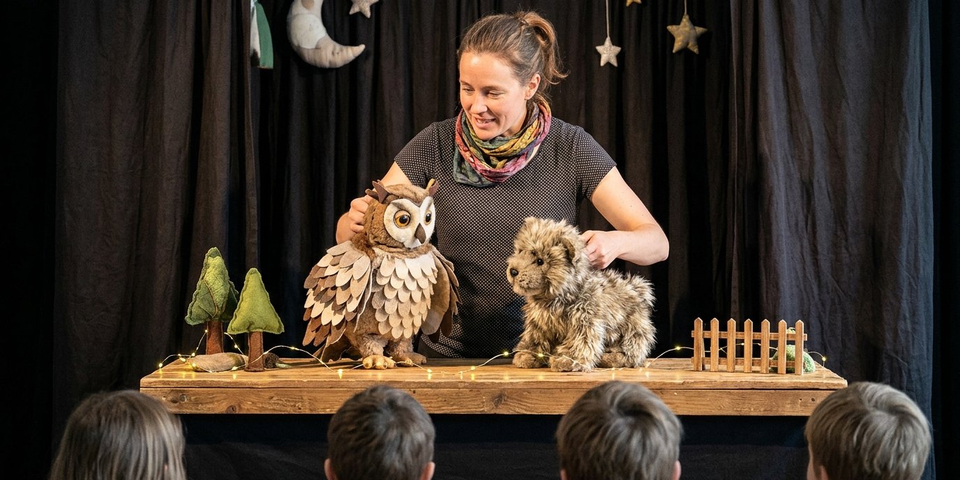 KI-generiertes Bild: Puppentheater „Heule Eule“ — Gemeinschaftshaus Lichtenrade