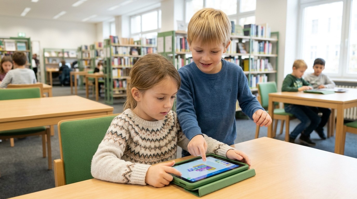 AI-generated image: STEM workshop “Coding & Co.” — Wolfdietrich-Schnurre-Bibliothek