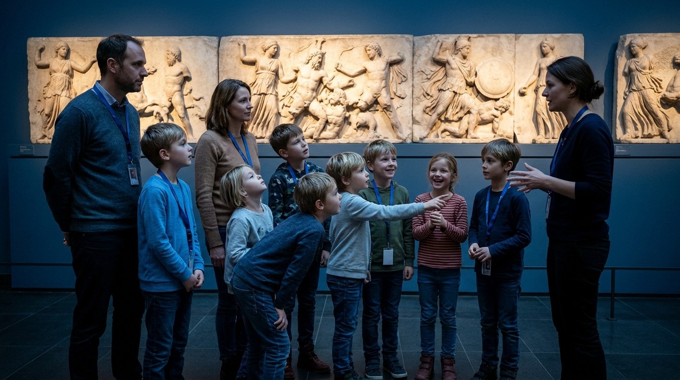 AI-generated image: “Ancient Picture Stories in 3D” — Pergamonmuseum. Das Panorama