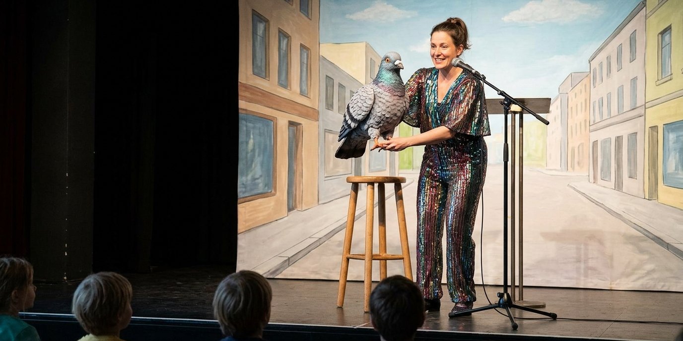 AI-generated image: Puppet show “Molly Murks – Sturzflug 2.0” — Figurentheater Grashüpfer