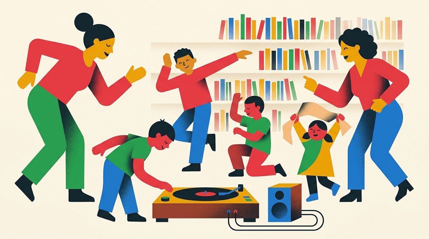 Illustration: Tanzworkshop „Move & Groove“ — Egon-Erwin-Kisch-Bibliothek