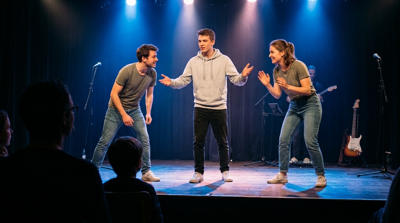 KI-generiertes Bild: Kühne Bühne – Open Stage — Theater Strahl