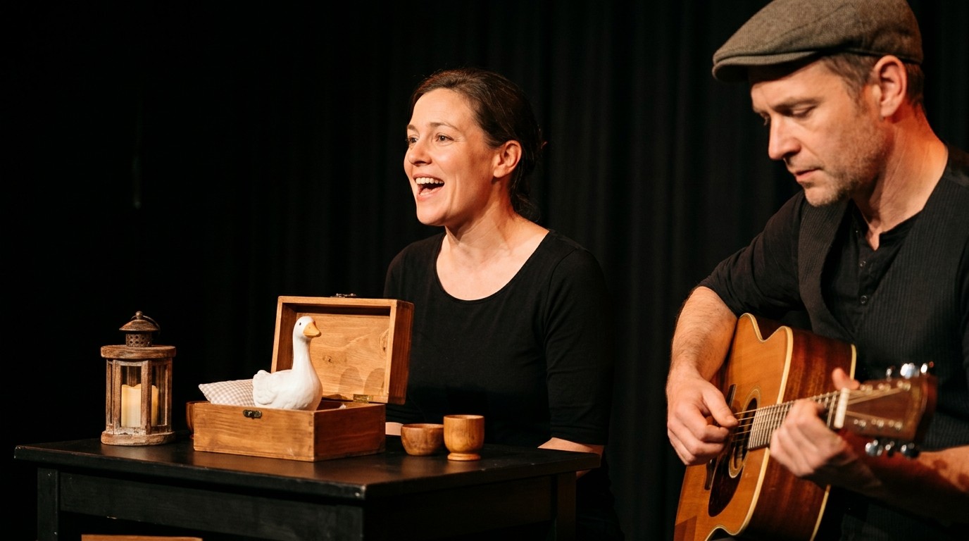 KI-generiertes Bild: Musikalische Erzählung „Weihnachtsgans Auguste“ — ATZE Musiktheater