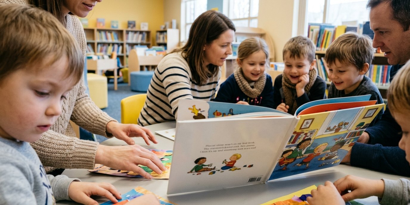 AI-generated image: Storytime — Gottfried-Benn-Bibliothek