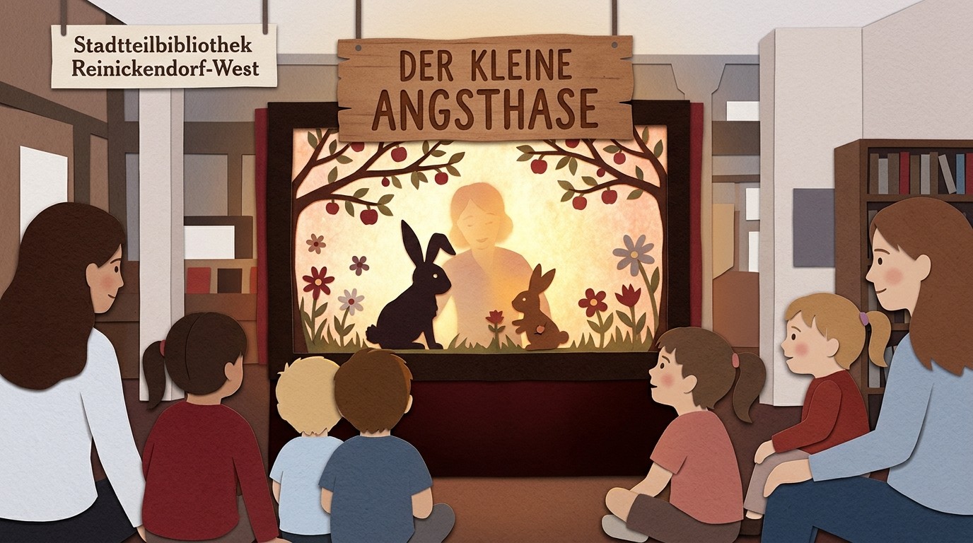 Illustration: Shadow play “The Little Scaredy Hare” — Stadtteilbibliothek Reinickendorf-West