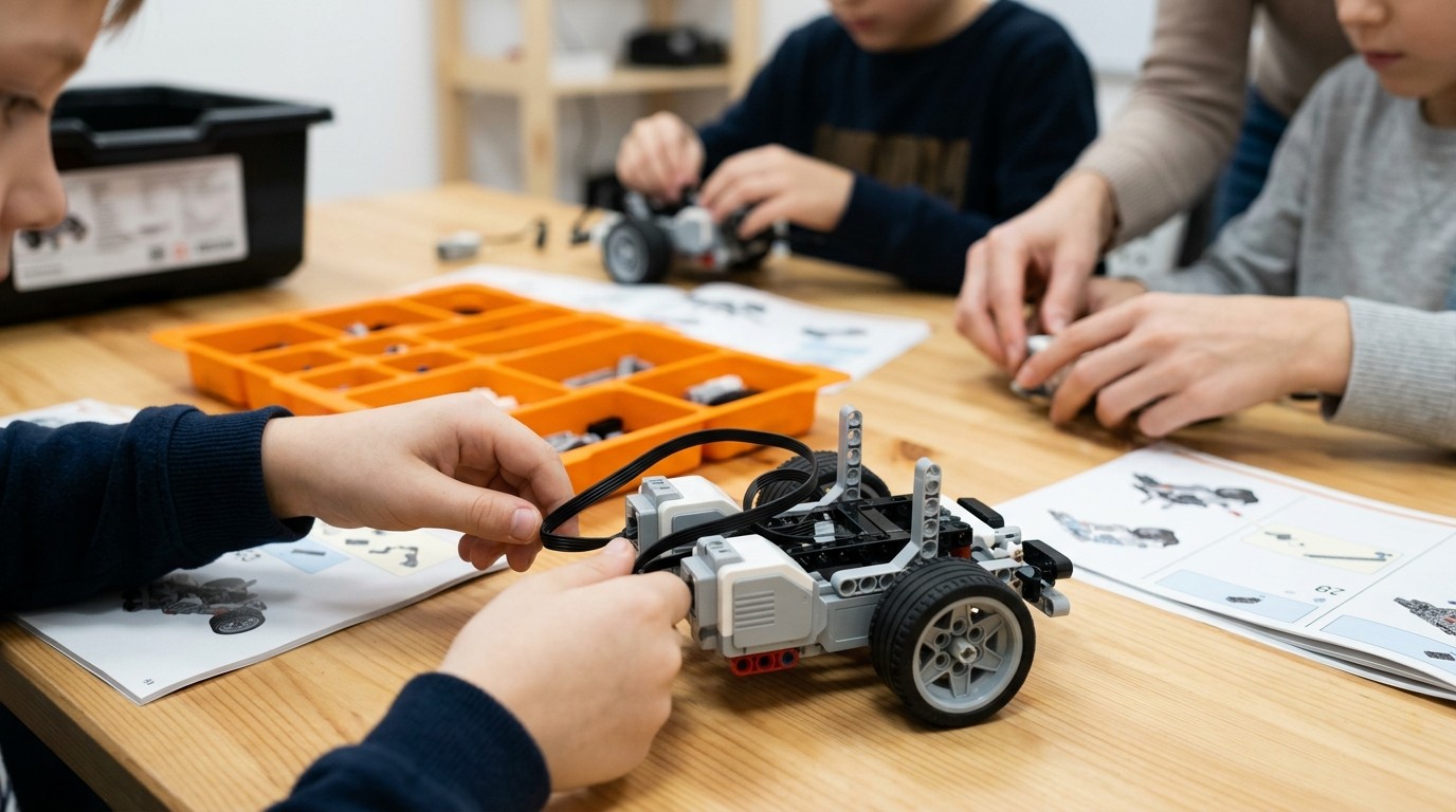 AI-generated image: Robotics workshop — MINT-Heldinnen INGenius-Space