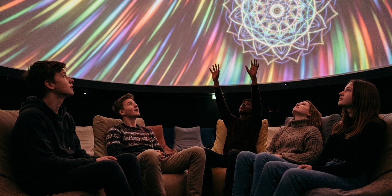 AI-generated image: Imagine Dragons: Dimensional Voyager — Zeiss-Großplanetarium