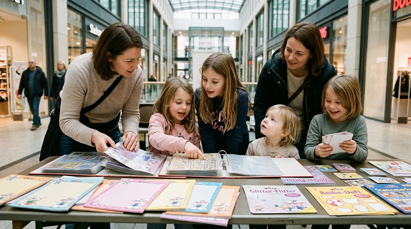 AI-generated image: Diddl swap meet — Potsdamer Platz