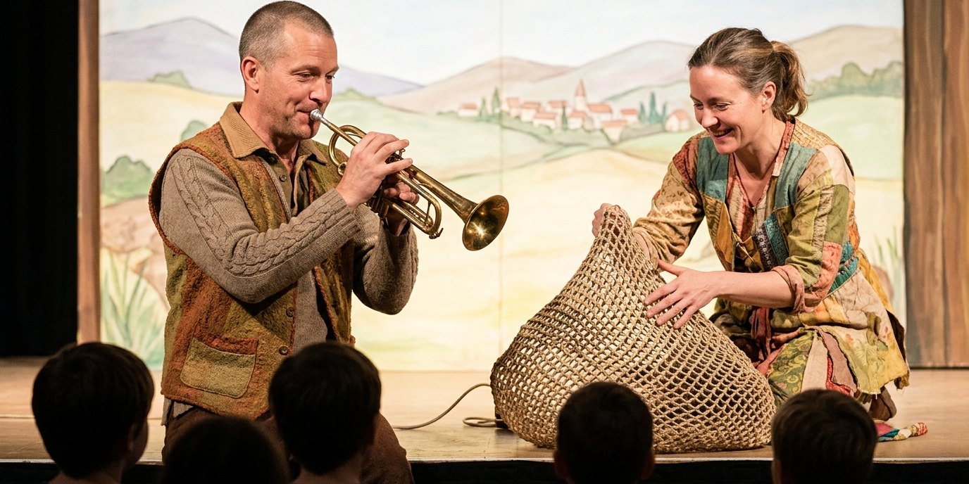 AI-generated image: Puppet show “Invisible” — Schaubude Berlin