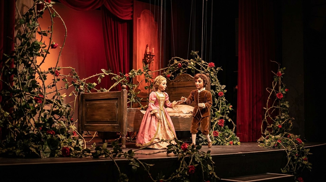 AI-generated image: Puppet show “Sleeping Beauty” — T-Werk Potsdam