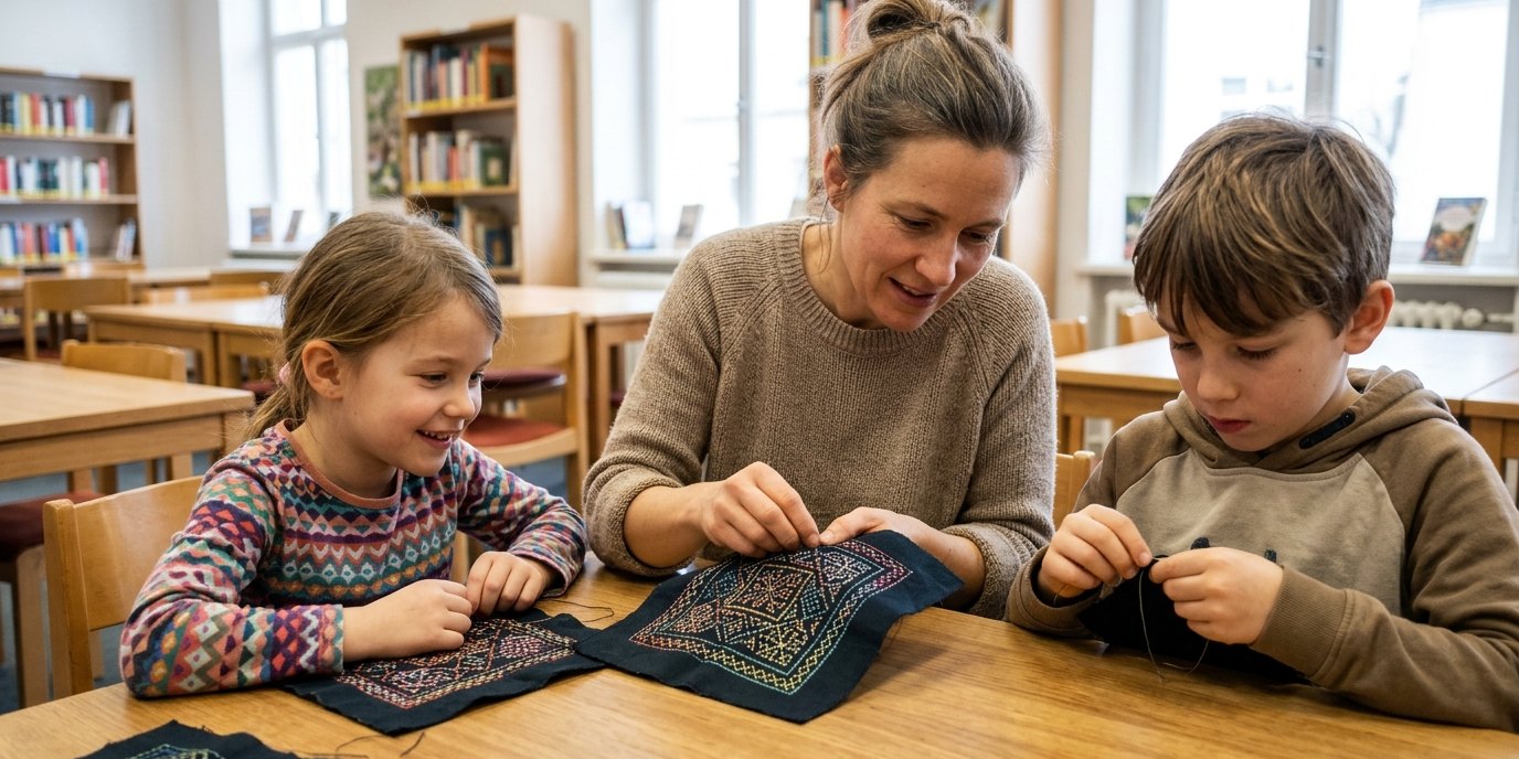 AI-generated image: Workshop: sashiko and boro — Schiller-Bibliothek