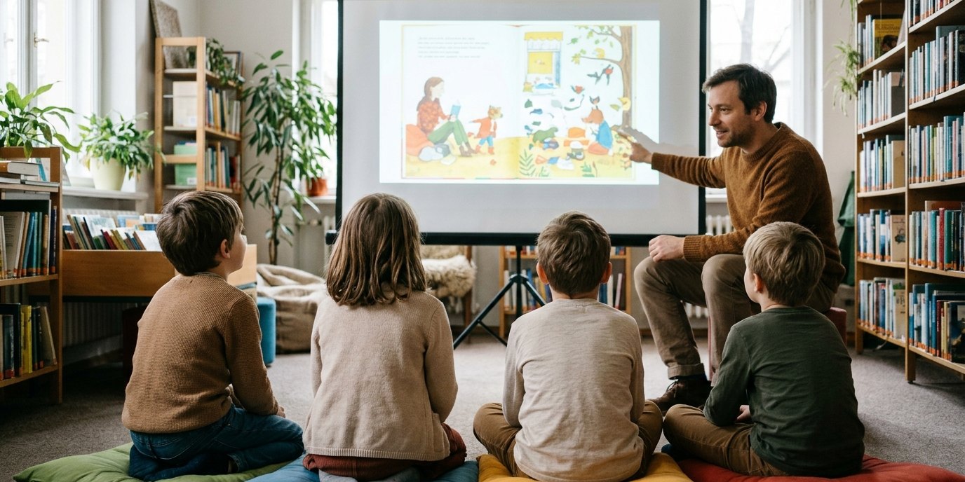 AI-generated image: Picture book reading: “Kolobok” — Mittelpunktbibliothek Adalbertstraße
