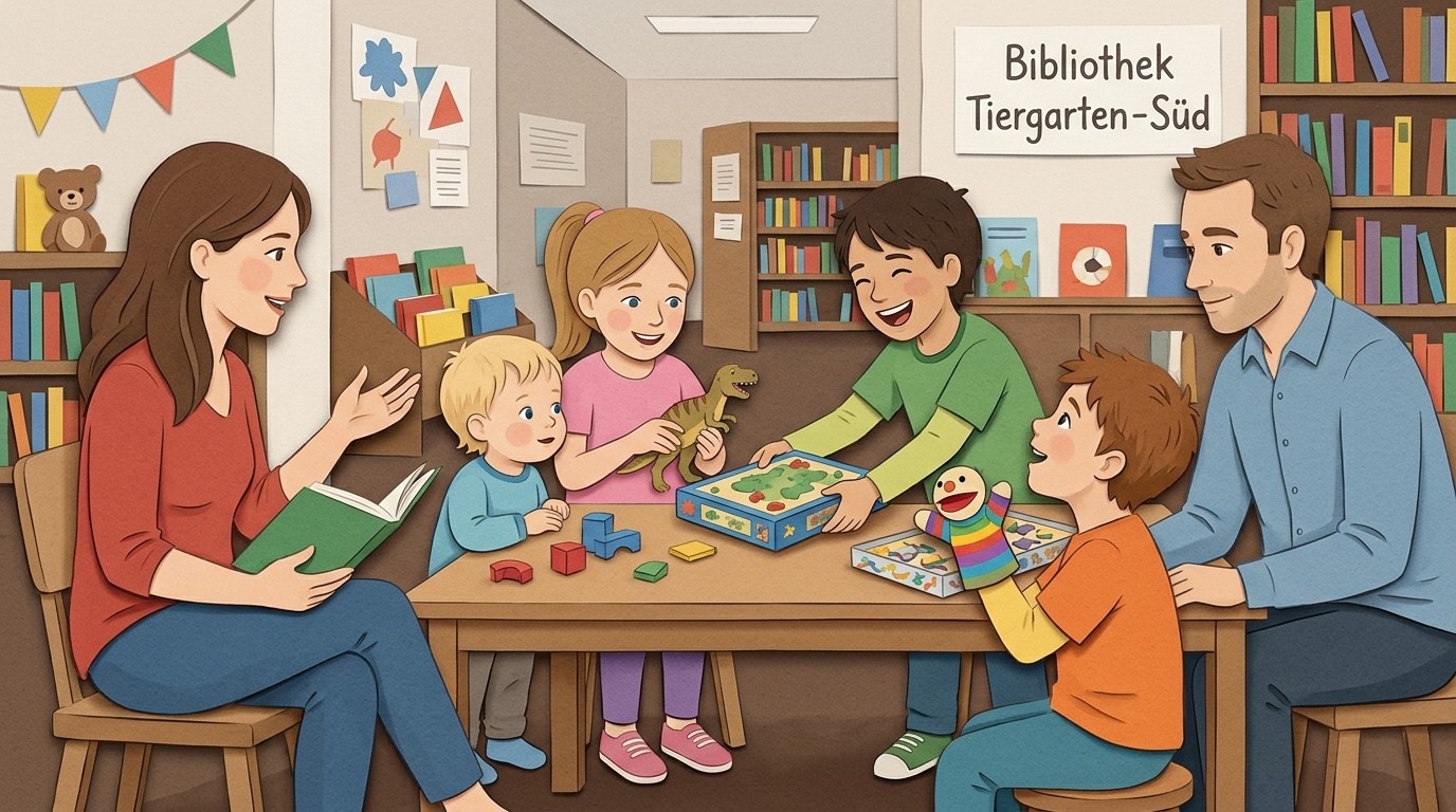 Illustration: Toy swap — Bibliothek Tiergarten-Süd