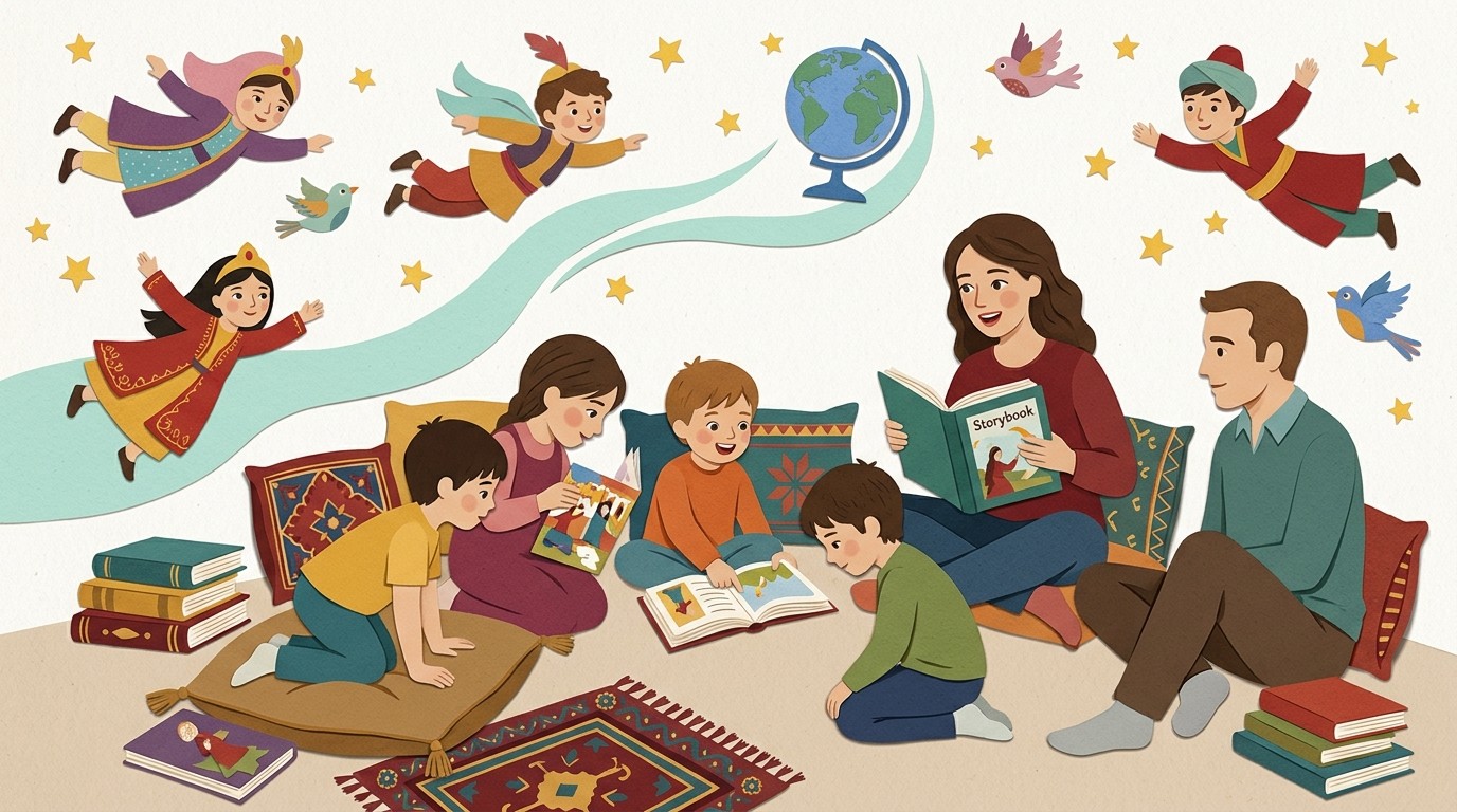Illustration: Märchen auf Deutsch und Persisch — Bibliothek am Wasserturm